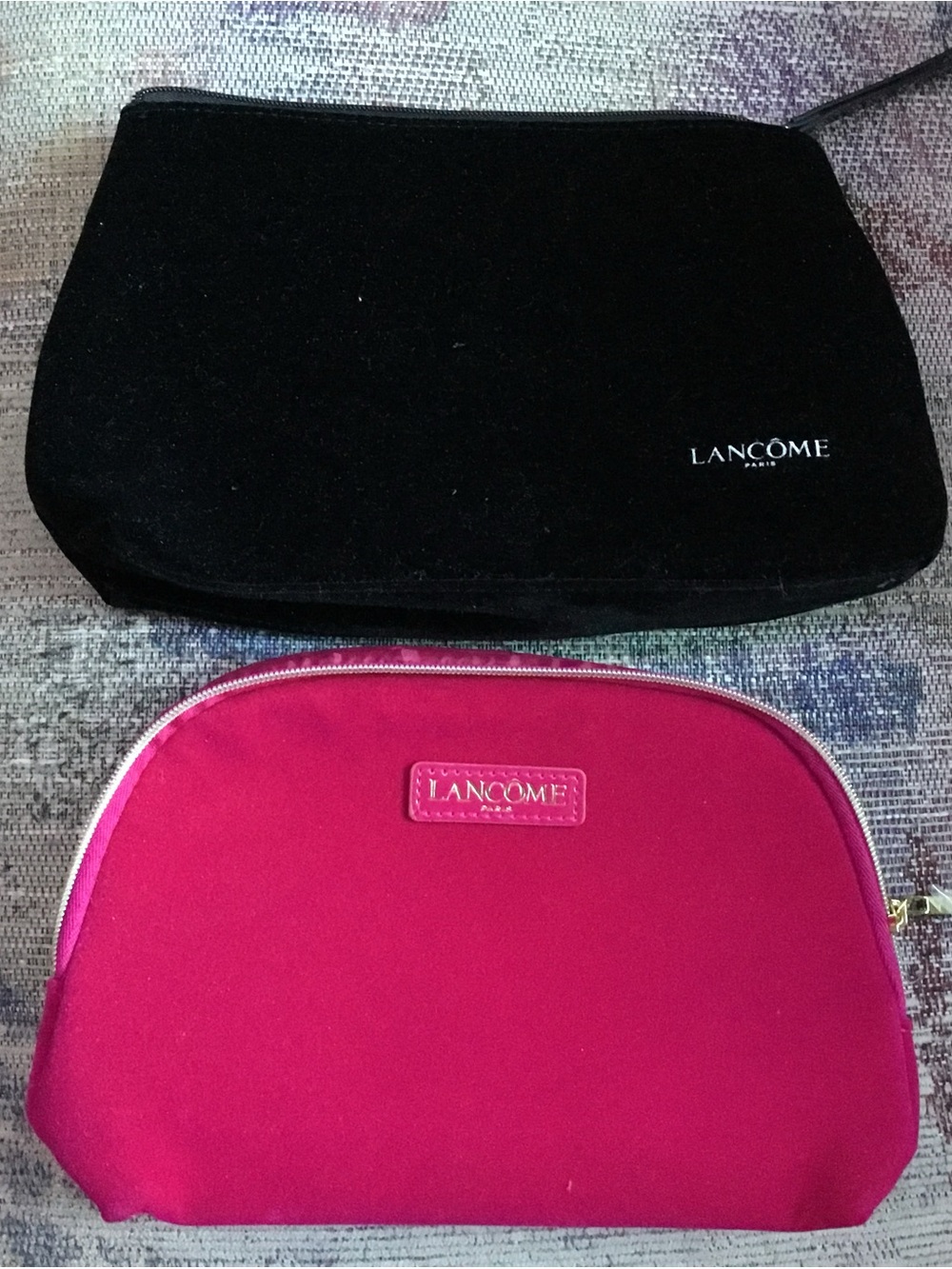 2 Pieces Lancôme Pink Satin-Lined Makeup Pouches
